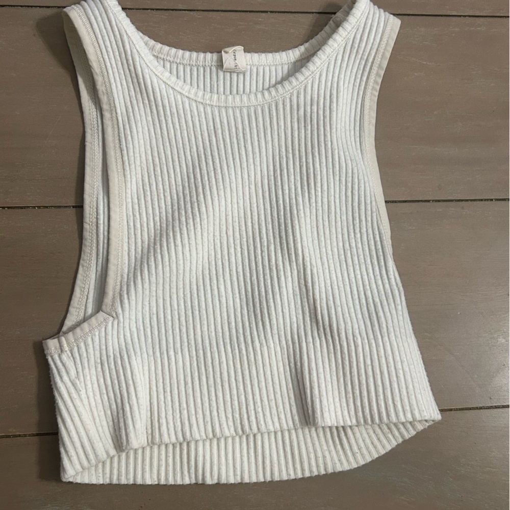 Cropped white ripped tank. Comfy nice material, excellent condition